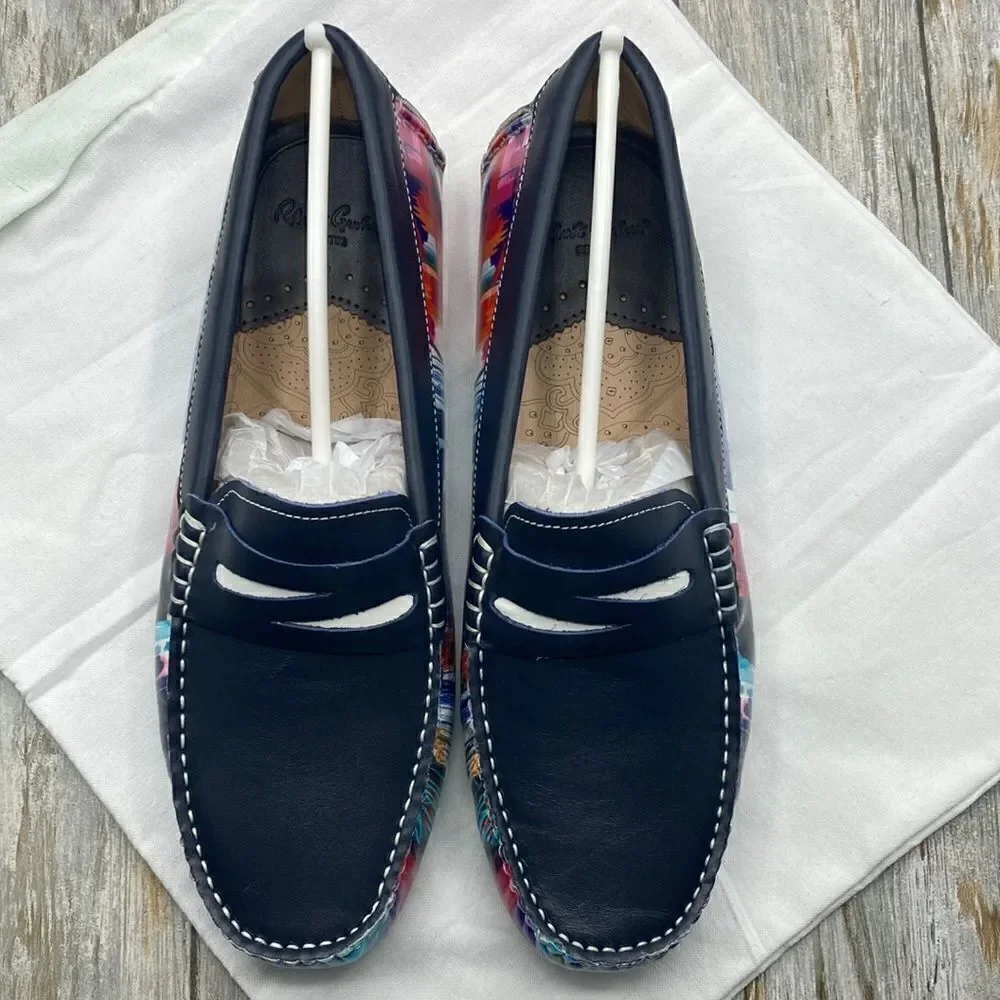 ROBERT GRAHAM Russell Leather Driver Loafer Shoe Hand Painted Size 9